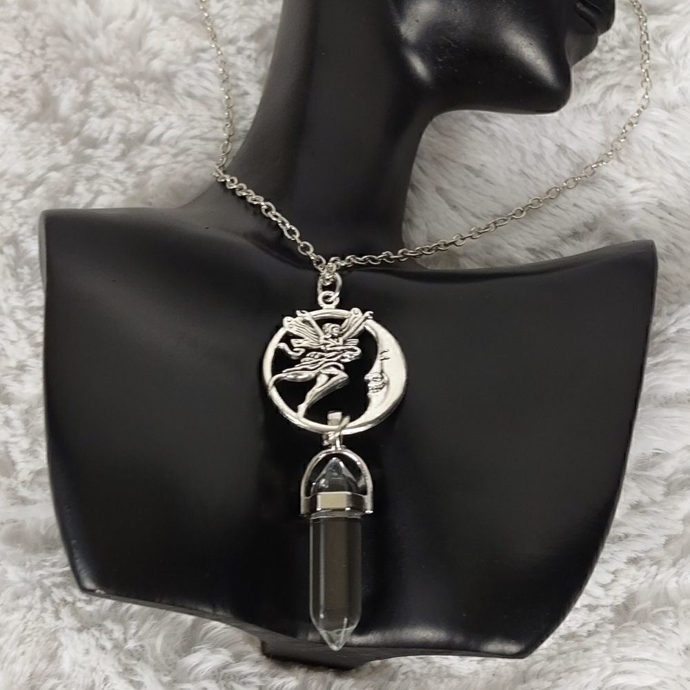 New Moon Fairy With Dangling Crystal Necklace